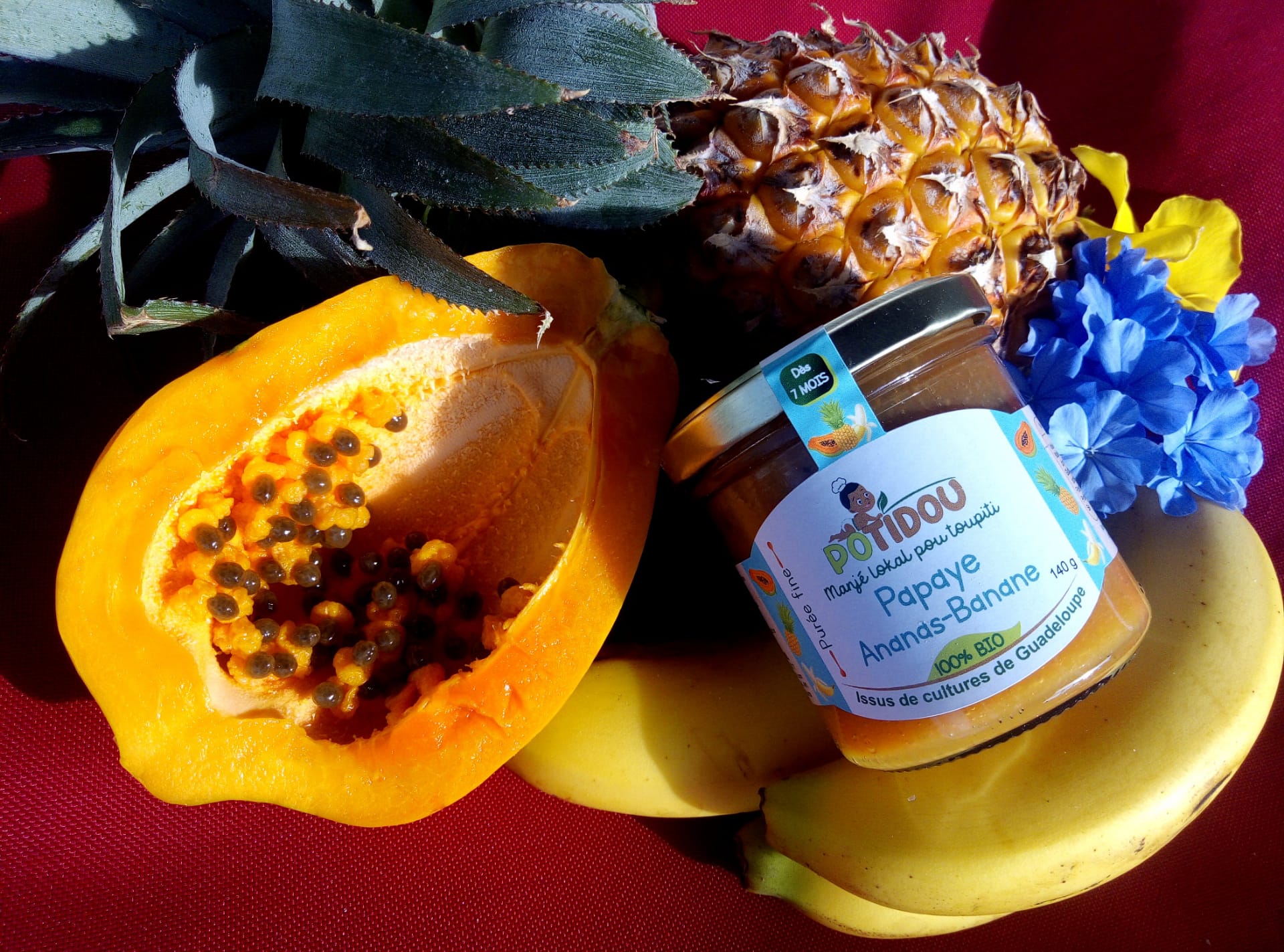 Petits Pots Bébés Potidou de Guadeloupe papaye ananas banane